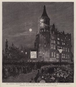 Annonce des résultats des élections générales de 1892 depuis le Liberal Club, Westminster, Londres - Enoch Ward