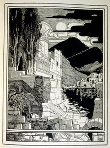 Les ruines de Sodome, du livre Juda illustré par Ephraim Moses Lilien (1874-1925). Lilien est considéré comme le père de l