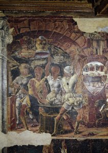 Allégorie de septembre, détail du triomphe de Vulcain, vue de sa forge (détail) - fresque par Ercole de 