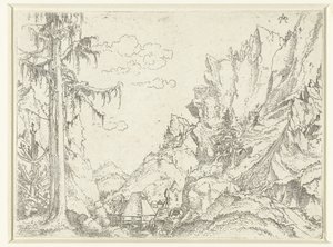 Paysage avec un village dans une vallée rocheuse - Erhard Altdorfer