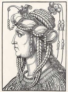 Portrait de la sultane Roxelane (Russelazie (la Ruthénienne), ou Hurrem (née Anastasia Lisovska, vers 1500-1558) épouse du sultan Soliman le Magnifique. Gravure sur bois de Erhard Schoen (1491-1592) vers 1532 Herzogliches Museum Gotha - Erhard Schon
