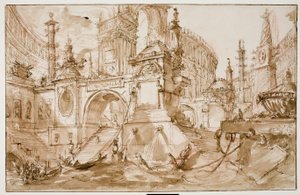 Fantaisie architecturale – port antique - Eric Hebborn