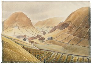 Gerbes de maïs et fermes - Hill Farm, Capel-y-ffin, Pays de Galles, 1938