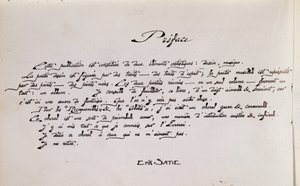 Page de préface manuscrite de partition avec dessins