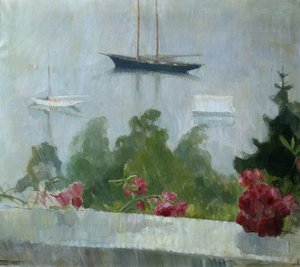 Le bateau, fleurs sur la véranda - Erik Theodor Werenskiold