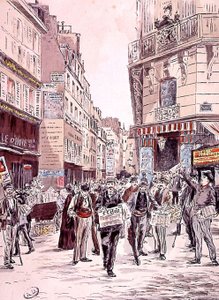 Marchands de journaux dans les rues de Paris en 1893, gravure