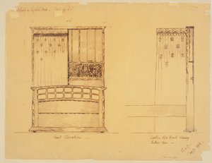 Conception pour un lit en chêne anglais, 1902 - Ernest Barnsley