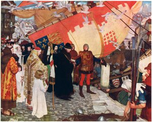 Le Départ de John et Sebastian Cabot de Bristol en 1497 - Ernest Board