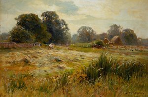Retourner le foin, près d