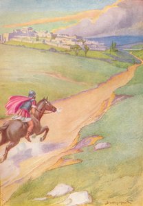 Un messager a été vu éperonnant son cheval vers la ville, vers 1912 - Ernest Dudley Heath