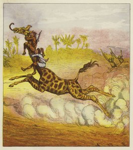 Les frères Bold échappent aux gorilles en chevauchant une girafe - Ernest Henry Griset