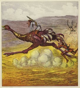 Les frères audacieux échappent aux gorilles en chevauchant une autruche - Ernest Henry Griset