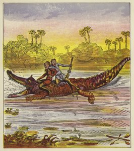Les frères Bold voyageant sur le Nil par crocodile - Ernest Henry Griset