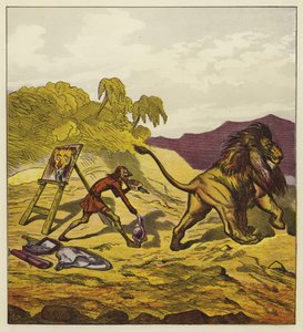 Le lion quittant John Bold - Ernest Henry Griset
