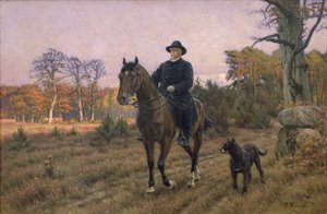 Bismarck à cheval avec un chien