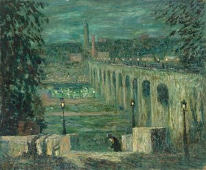 Pont élevé la nuit, New York - Ernest Lawson