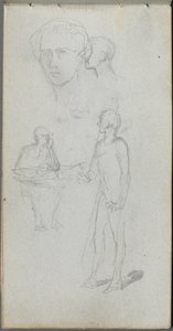 Carnet de croquis, page 12 : Figures multiples - Jean Louis Ernest Meissonier