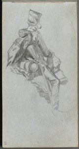 Carnet de croquis, page 23 : Soldat assis - Ernest Meissonier