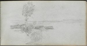 Carnet de croquis, page 28 : Étude de paysage - Ernest Meissonier