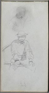 Carnet de croquis, page 30 : Figure masculine assise et figure de profil