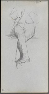 Carnet de croquis, page 37 : Étude de figure, jambes croisées