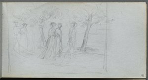 Carnet de croquis, page 41 : Figures dans un paysage - Jean Louis Ernest Meissonier