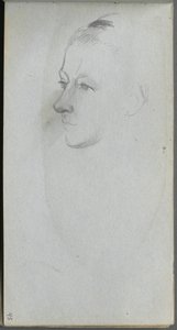 Carnet de croquis, page 45 : Visage de femme, vue de 3/4 - Ernest Meissonier