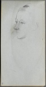 Carnet de croquis, page 45 : Visage de femme, vue de 34