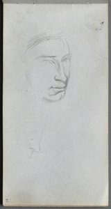 Carnet de croquis, page 61 : Visage, profil de 3/4 - Ernest Meissonier