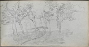 Carnet de croquis, page 74 : Étude de paysage - Jean Louis Ernest Meissonier