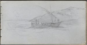 Carnet de croquis, page 88 : Paysage marin et figure - Ernest Meissonier