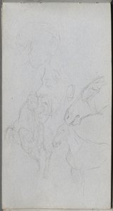 Carnet de croquis, page 90 : Étude de chevaux, profils - Jean Louis Ernest Meissonier