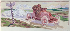 Henri Fournier dans sa Mors participant au rallye Paris-Berlin en 1901, vers 1910 - Ernest Montaut