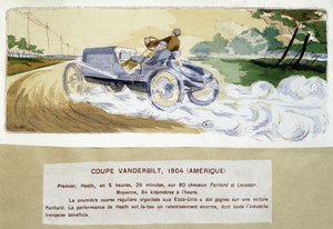 Course : la Coupe Vanderbilt en 1904 - dessin d