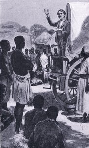 Prêchant aux Makololo : Livingstone, illustration de Cassells Romance of Famous Lives - Ernest Prater