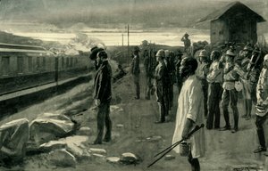 Le train transportant les restes de M. Rhodes salué par les gardes du blockhaus - Ernest Prater