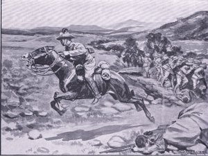 La capture de la garde du corps : le raid audacieux du lieutenant Bateman, illustration de Après Pretoria : La Guerre de guérilla - Ernest Prater