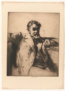 Portrait de Sir Frank Brangwyn avec pipe - Ernest Stephen Lumsden (signed by artist)