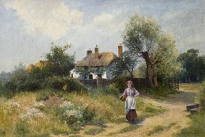Paysage avec Femme de Cottage, fin 19ème-20ème siècle