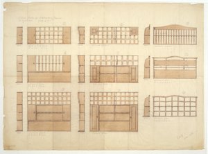 Designs pour des étagères à vaisselle, des buffets et des dressoirs en chêne anglais - Ernest William Gimson