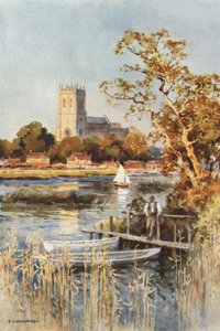 Christchurch Priory depuis Wick Ferry - Ernest William Haslehust