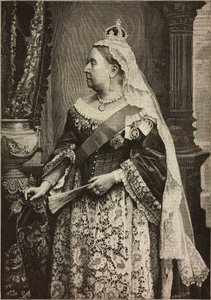 Sa Majesté la reine Victoria à la célébration du 50e anniversaire de son couronnement, gravure par Ernesto Mancastroppa d