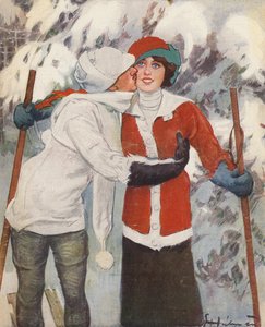 Couple skiant en hiver - Ernst (after) Heilemann