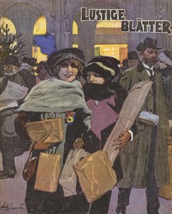 Femmes faisant des achats de Noël - Ernst (after) Heilemann