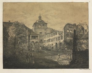 Six vues du château de Heidelberg : Terrasse du château, 1820 - Ernst Fries