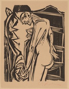Femme nue devant un cabinet, 1916 - Ernst Ludwig Kirchner