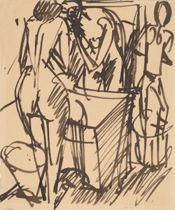 Nu avec un miroir, debout devant un lavabo, 1908-1910 - Ernst Ludwig Kirchner