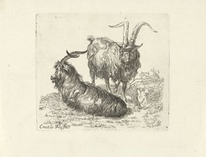 Deux béliers dans un pré - Ernst Ludwig Creite
