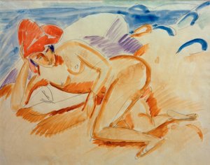 Nu avec chapeau rouge - Ernst Ludwig Kirchner