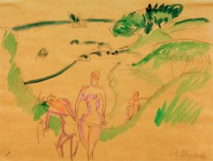 Baigneurs sur la côte de Fehmarn - Ernst Ludwig Kirchner